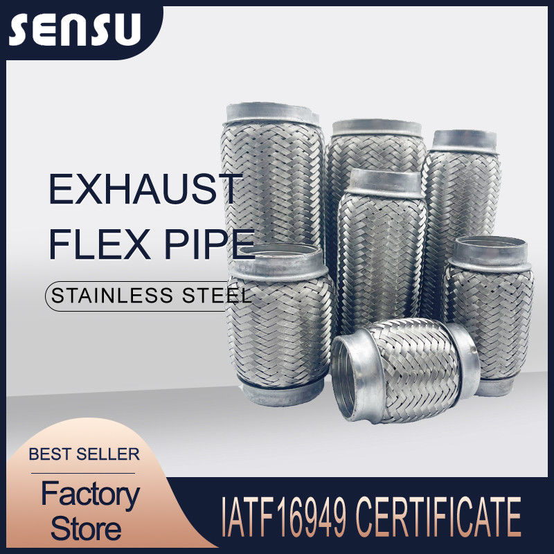 45X300mm SS201 Double Braids Flexible Exhaust Pipe Silver